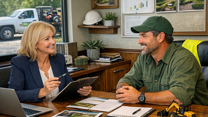 Female factoring consultant meeting with a small business owner