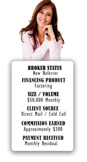 Commission earned by this broker on this factoring deal