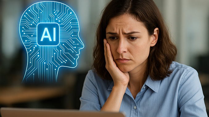 Woman worried about job loss.