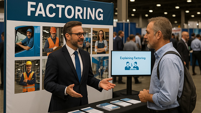 Factoring Broker explaining factoring to a visitor