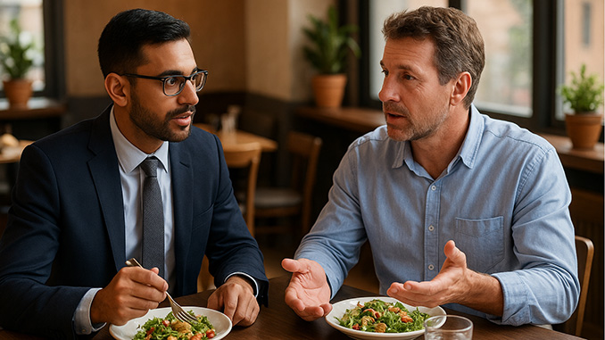 Broker at lunch with a prospect