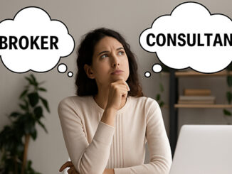 Female factoring agent thinking about consultative marketing