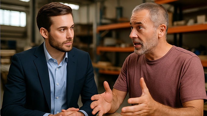 Factoring Consultant and Business Owner Discussing Financing
