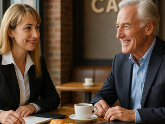 A Factoring Broker having a coffee with a bank lending officer