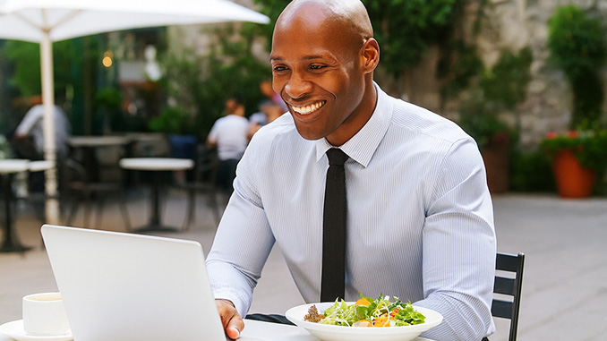Factoring Broker having lunch as a cafe