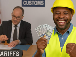 Construction worker holding a Tariff check