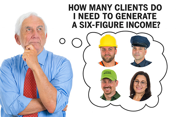Clients required for a $100,000 income