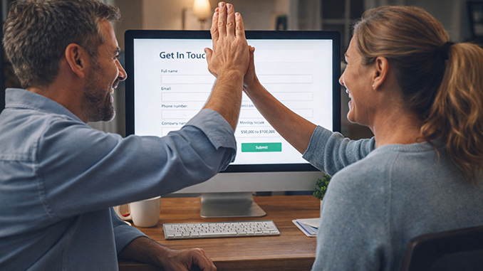 Husband and Wife congratulate each other with new website Pipedrive forms