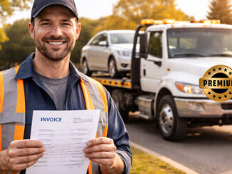 An auto repo man repossessing a vehicle