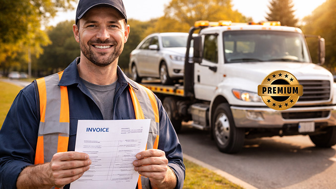 An auto repo man repossessing a vehicle