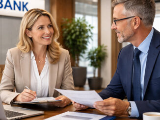 Factoring broker meeting with a local bank's special assets officer.