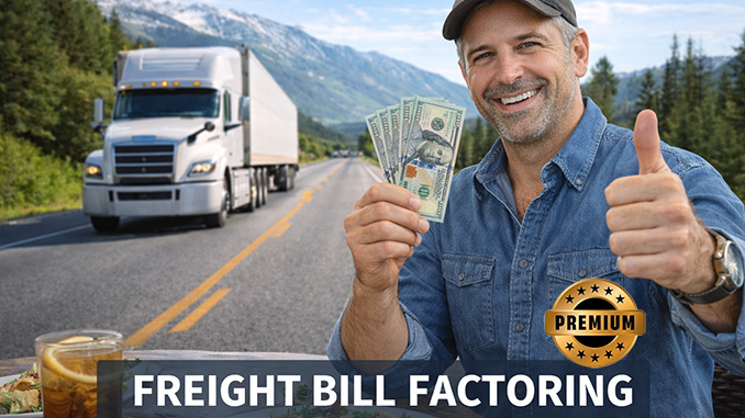 A trucker holding cash from factoring