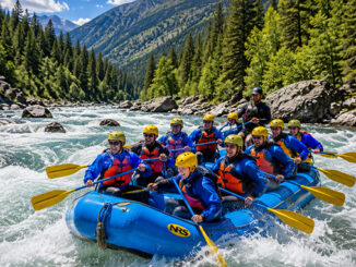 Group whitewater rafting