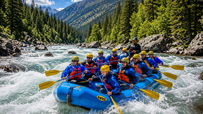 Group whitewater rafting
