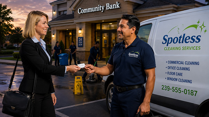Broker handing a business card